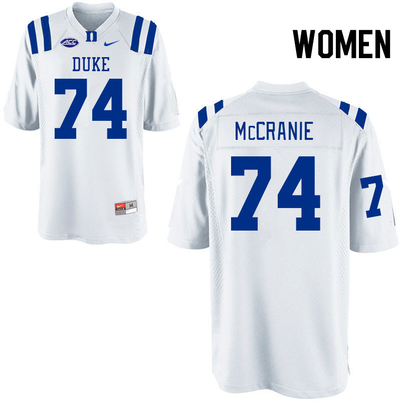 Women #74 Reagan McCranie Duke Blue Devils College Football Jerseys Stitched Sale-White